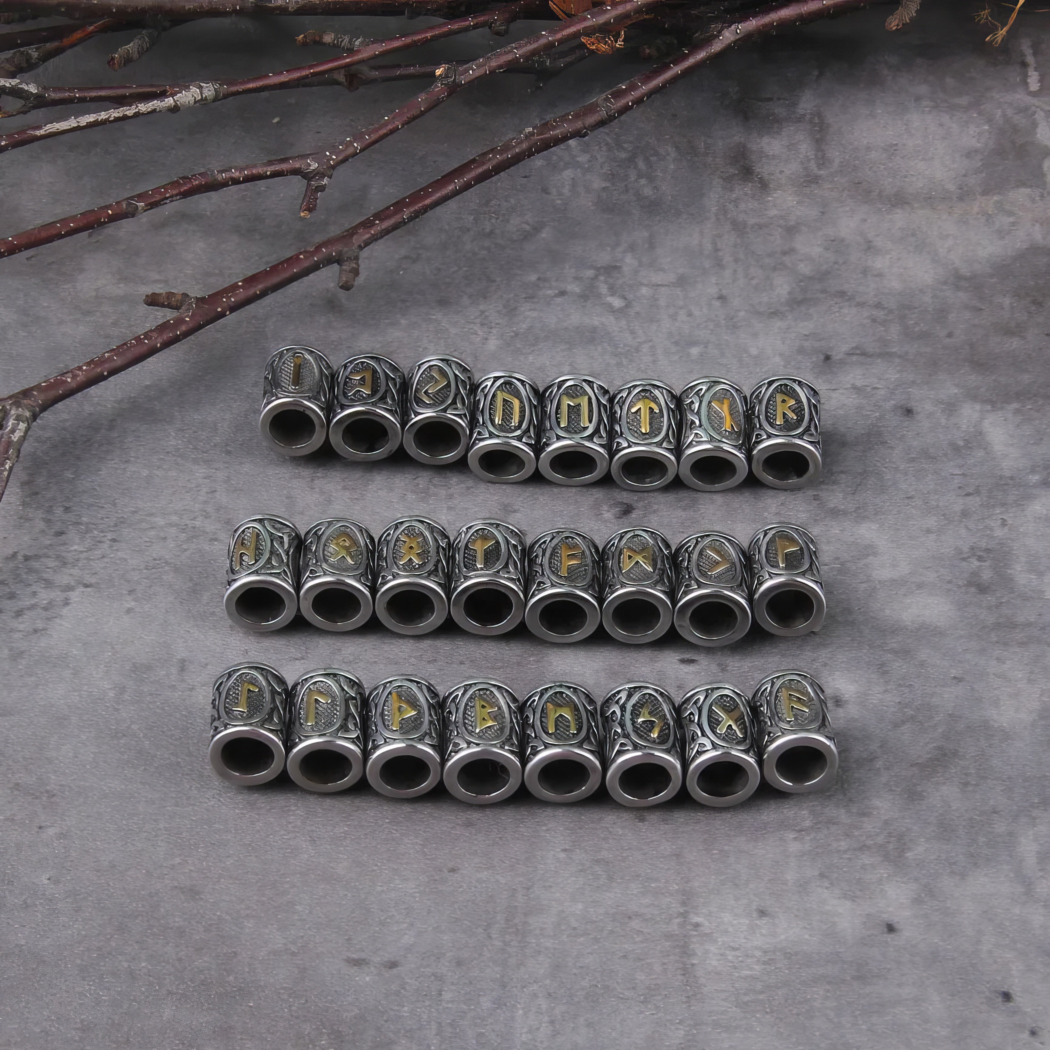 Viking Runes - Hair / Beard Braid (24 Piece Set)