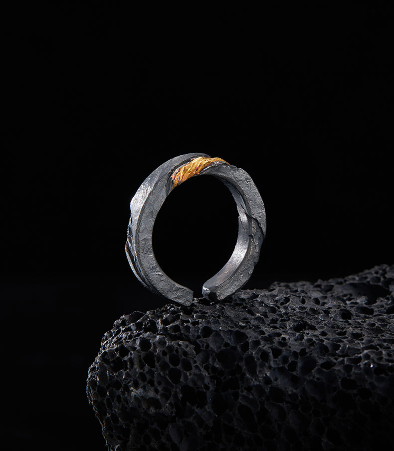Prophet's Band - Sterling Silver with Gold Inlay Viking Ring