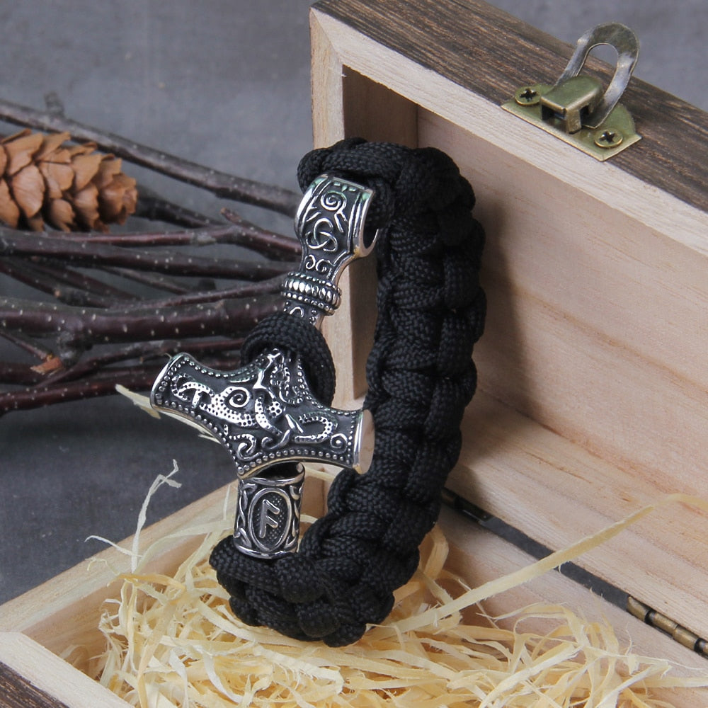 Mjolnir - Thor's Hammer - Bungee Cord Style Mjolnir Bracelet