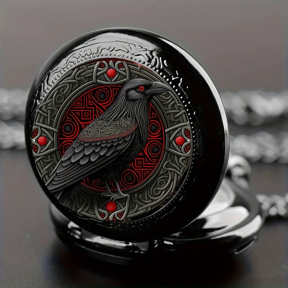 The All Seeing Raven – Quartz Movement Pocket Watch