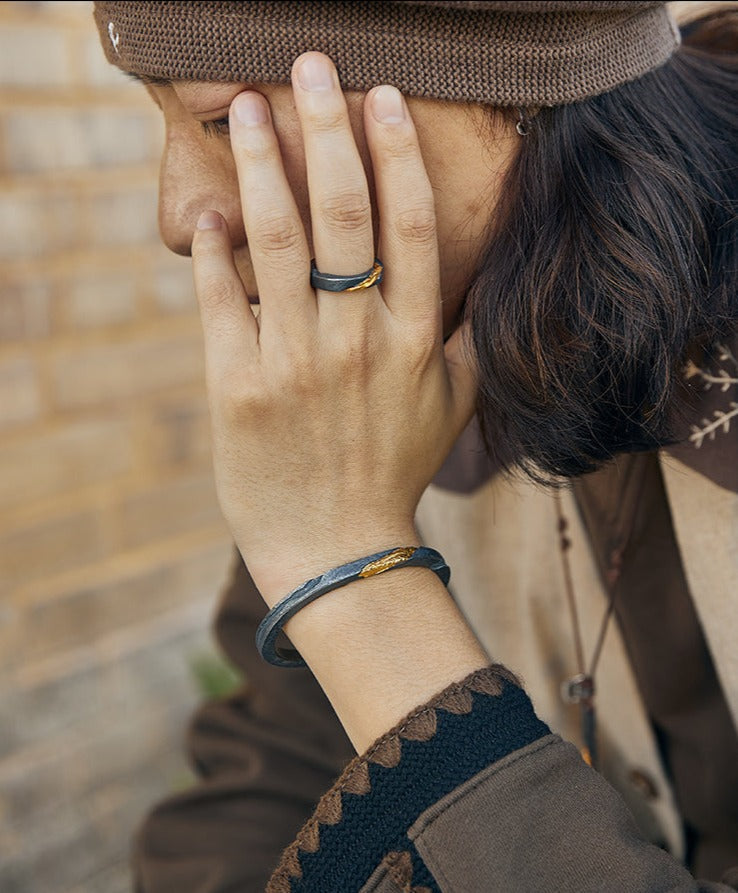 Prophet's Band - Sterling Silver with Gold Inlay Viking Ring