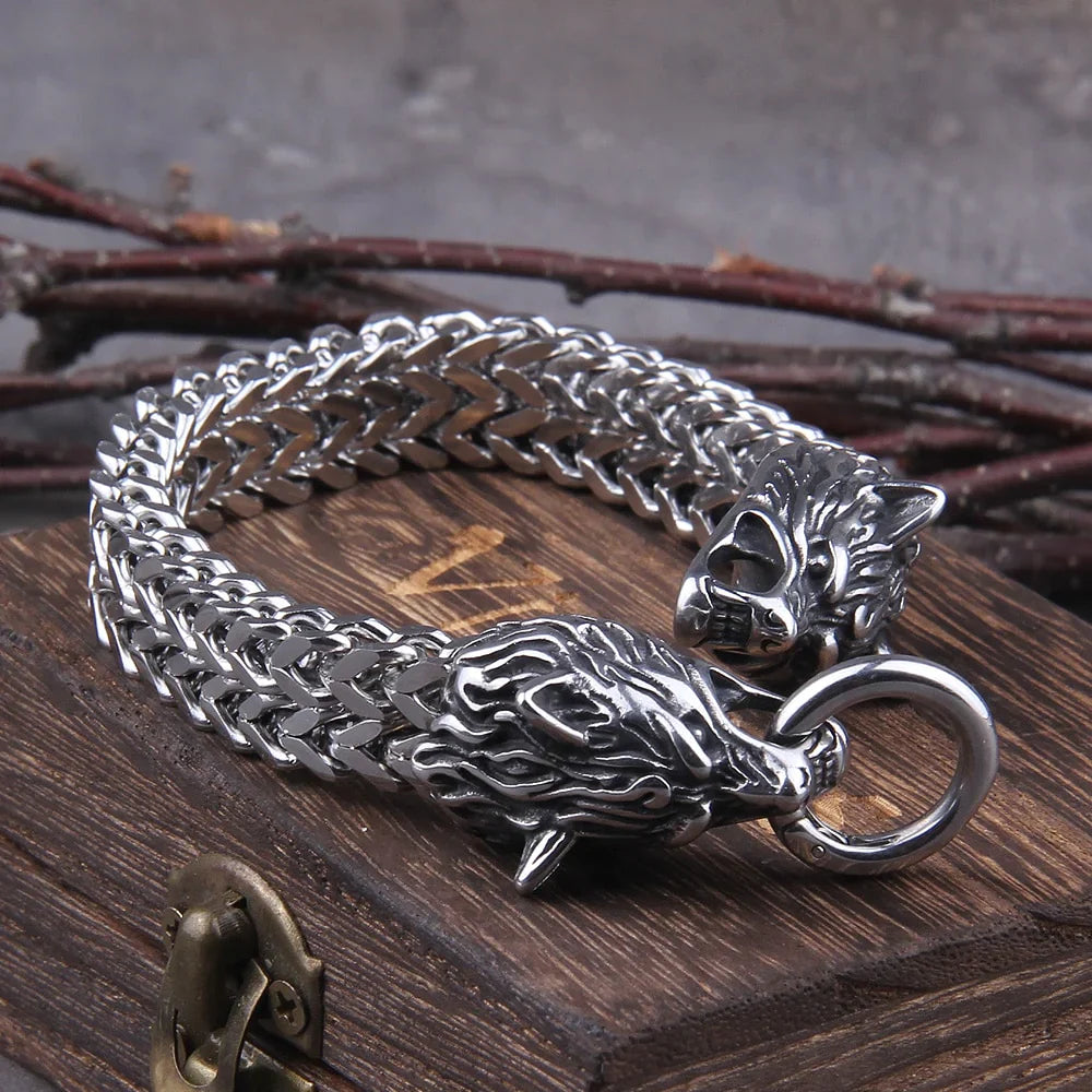 Fenrir's Bite - Stainless Steel Wolf Head Chain Pendant